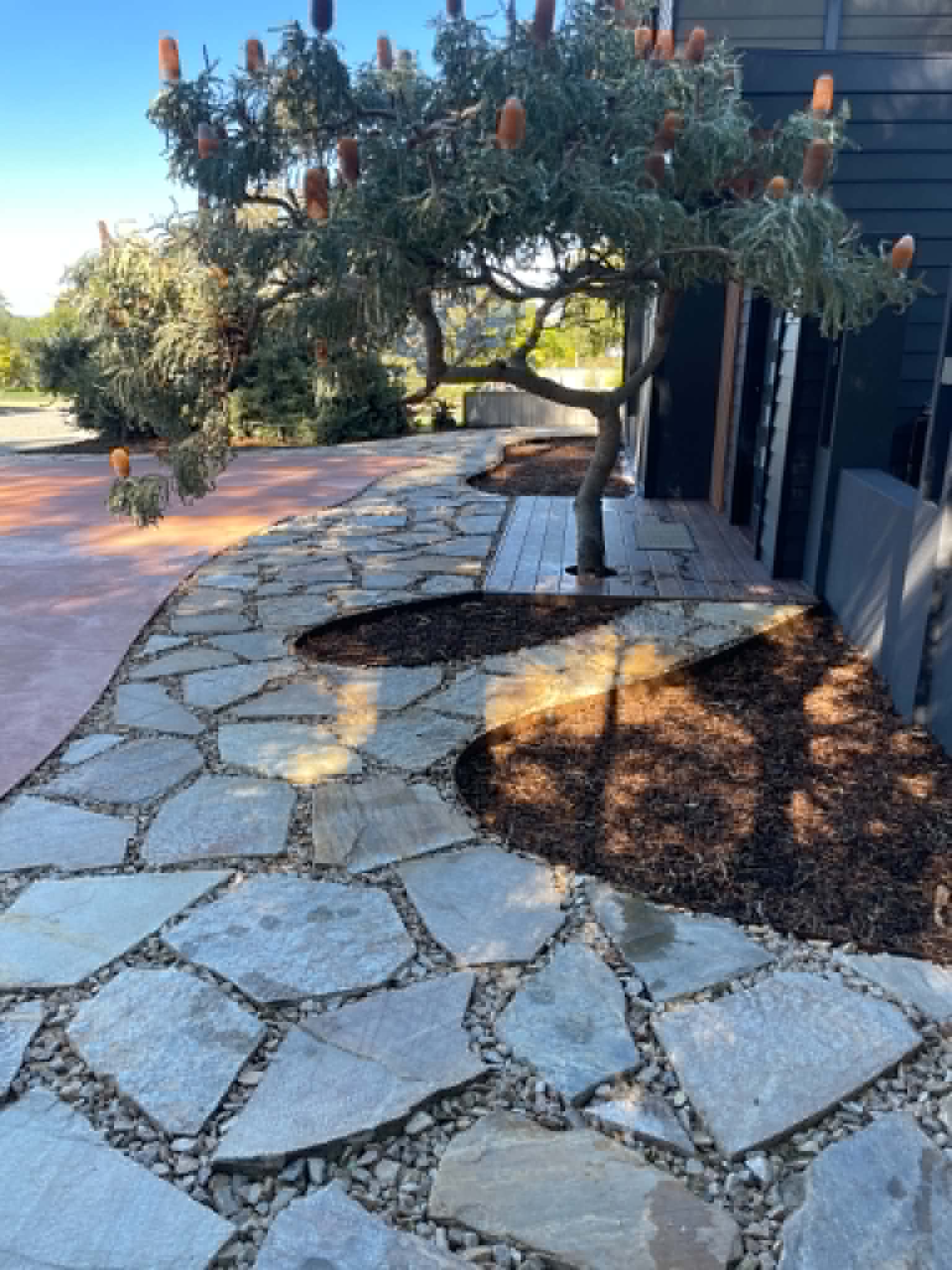 Wet lay stone driveway